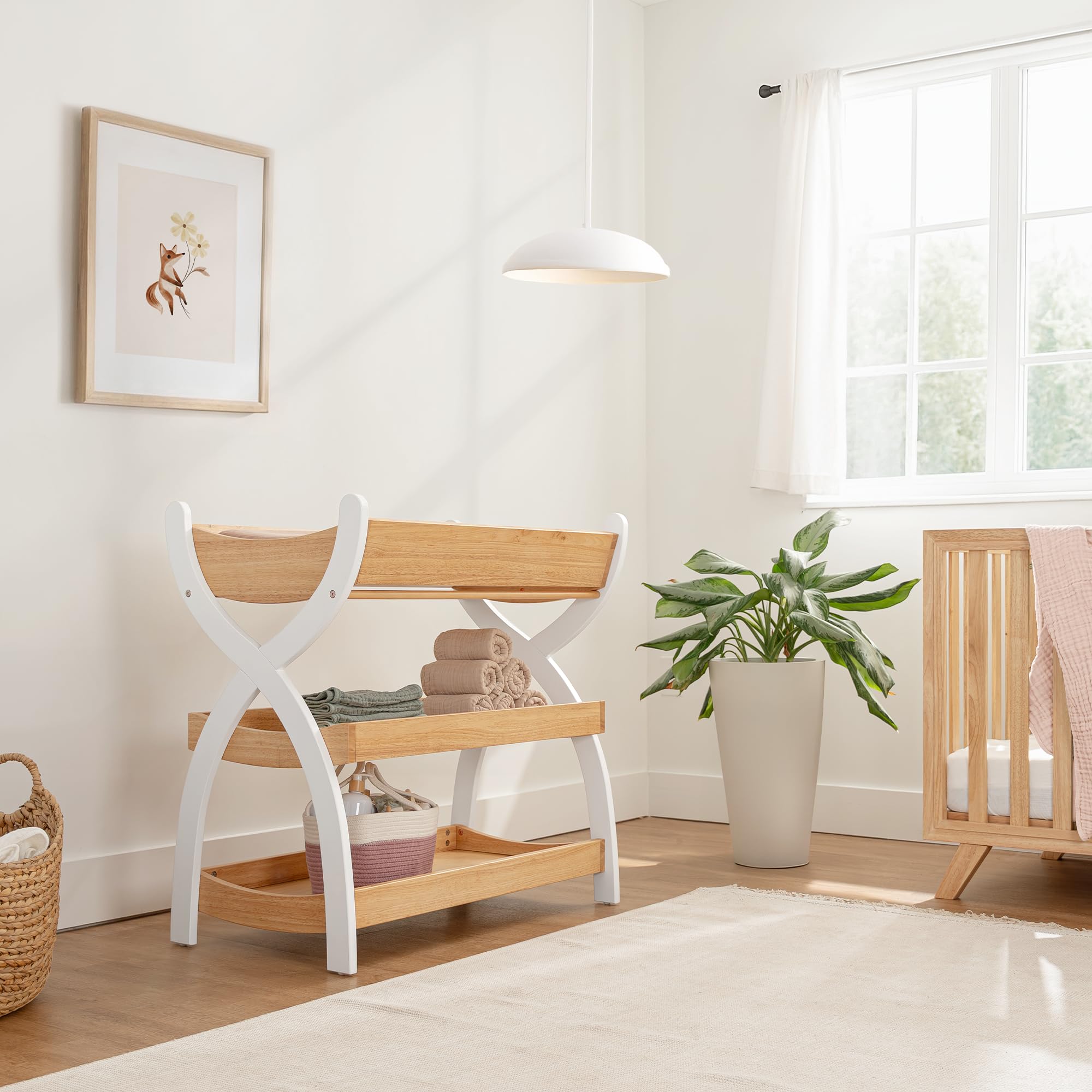 Comfy Cubs changing table open surface provides ample space for quick diaper changes