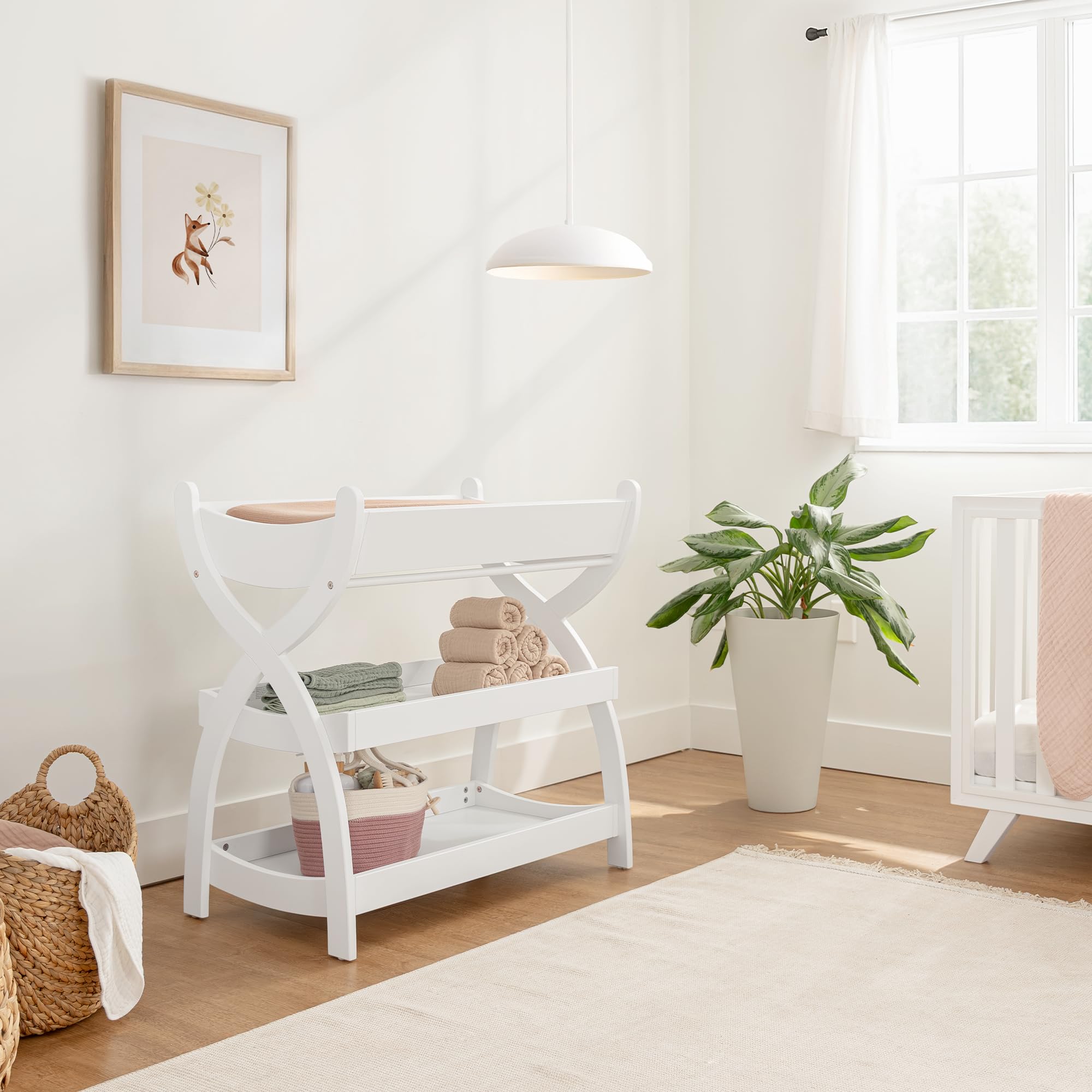 Comfy Cubs changing table open surface provides space for comfortable diaper changes
