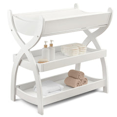 Comfy Cubs changing table with sturdy wood construction supports safe diaper changes
