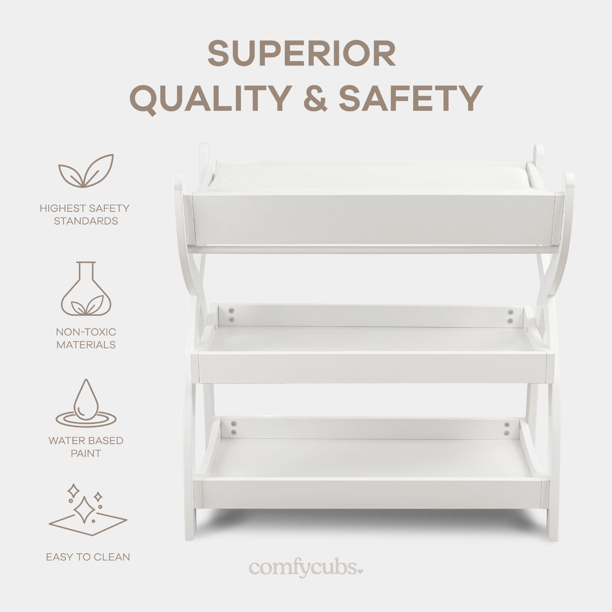 Comfy Cubs changing table timeless nursery design fits with cribs and other furniture