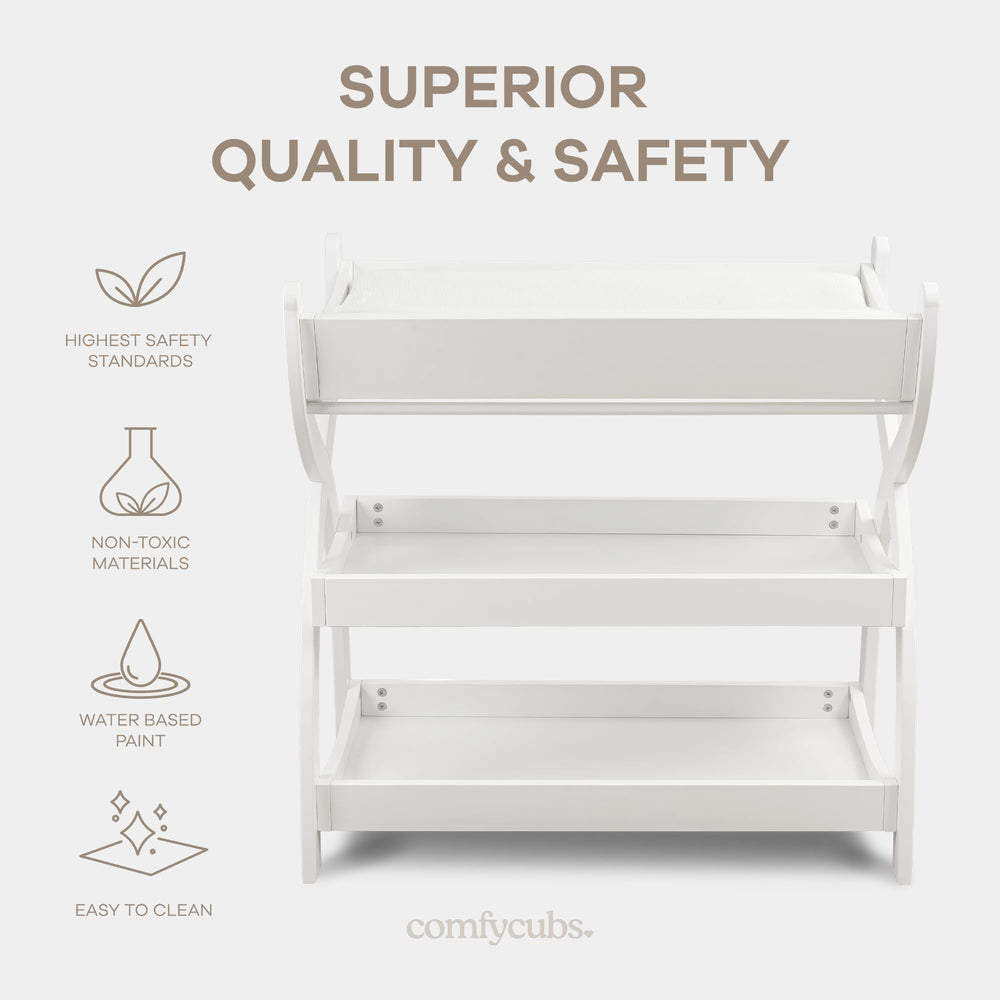 Comfy Cubs changing table timeless nursery design fits with cribs and other furniture