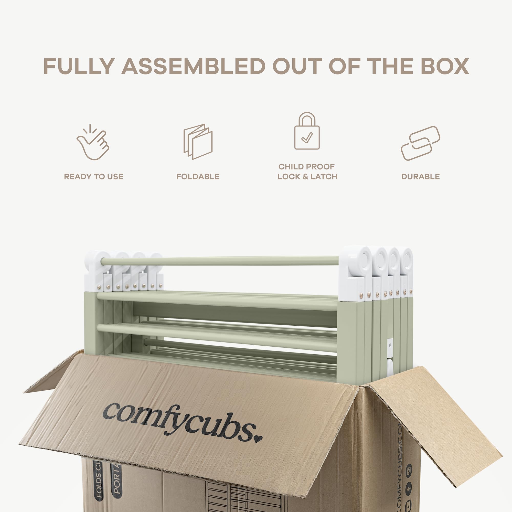 Comfy Cubs child-proof lock enables quick parent access with safety.