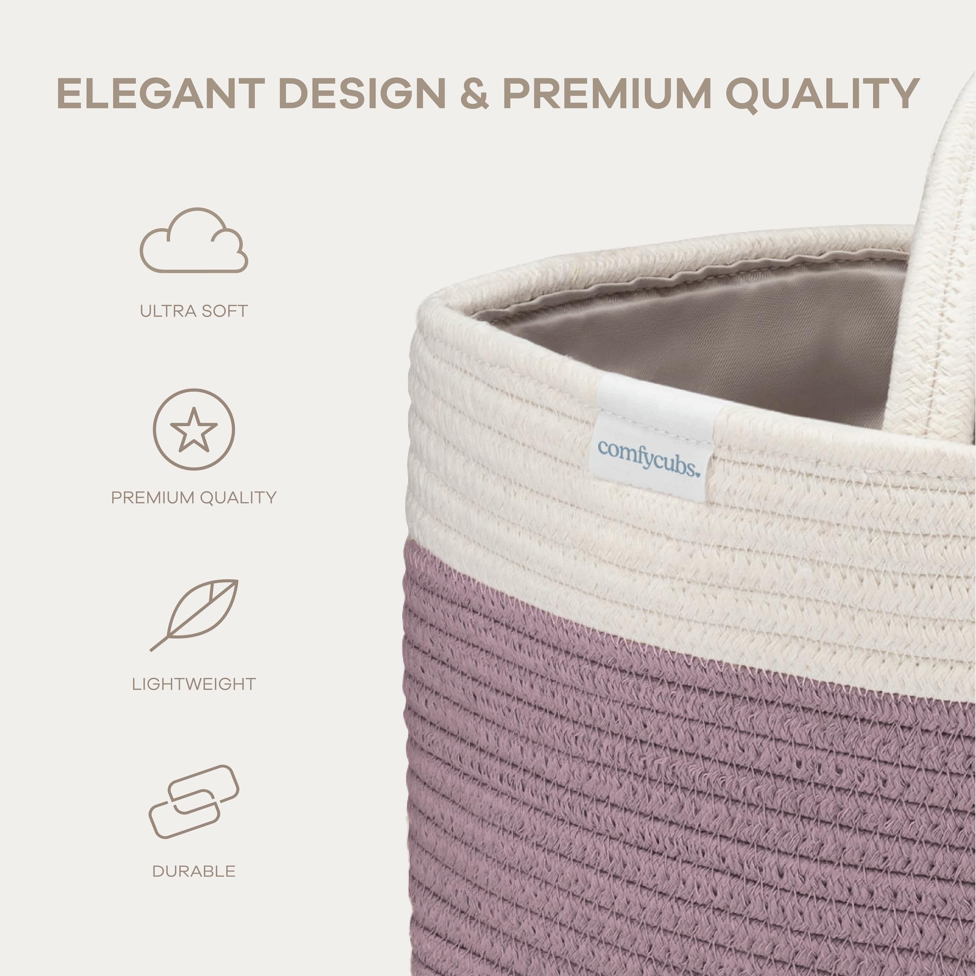 Comfy Cubs diaper caddy in soft cotton weave for durable everyday use.
