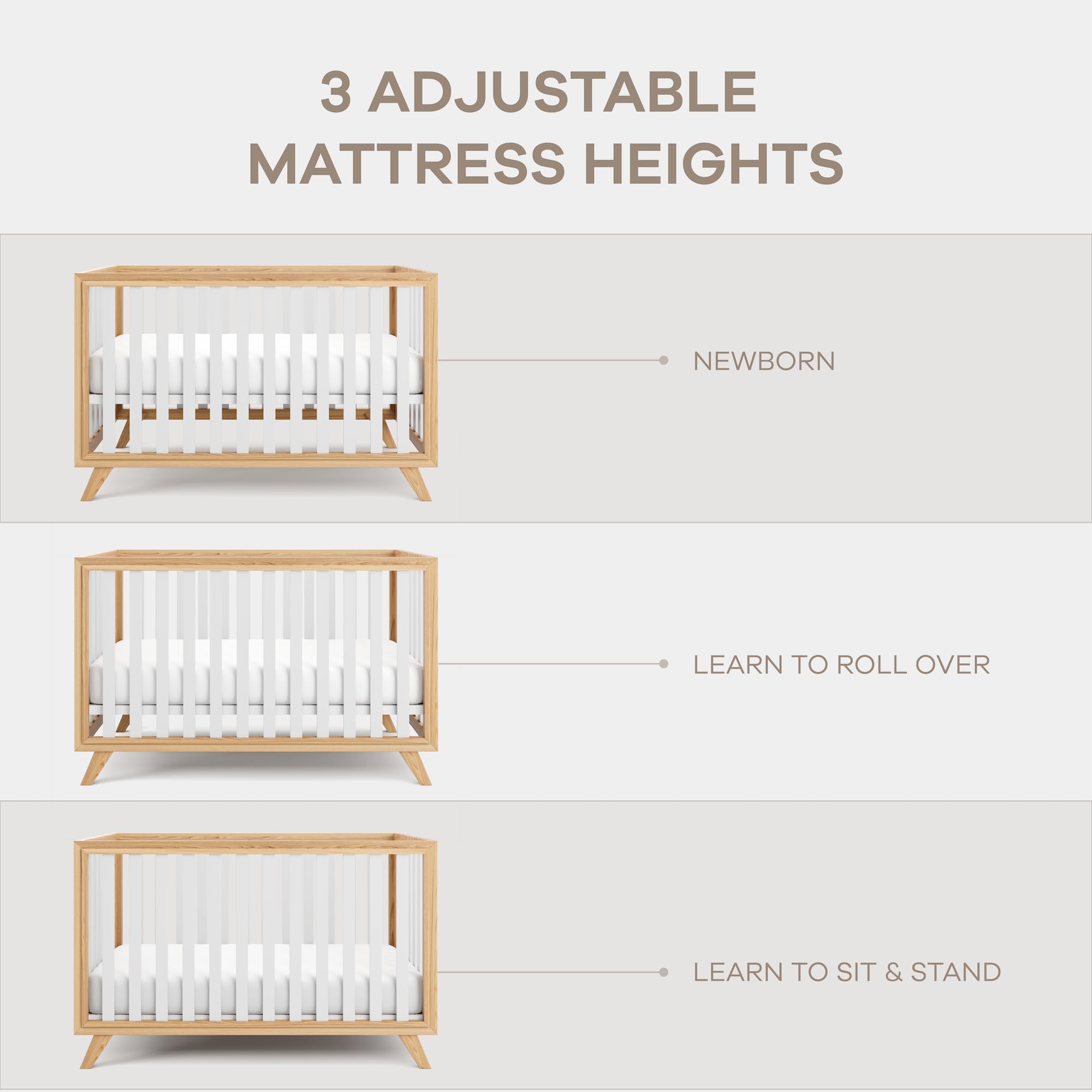 Comfy Cubs crib showing dimensions and spacious sleeping area