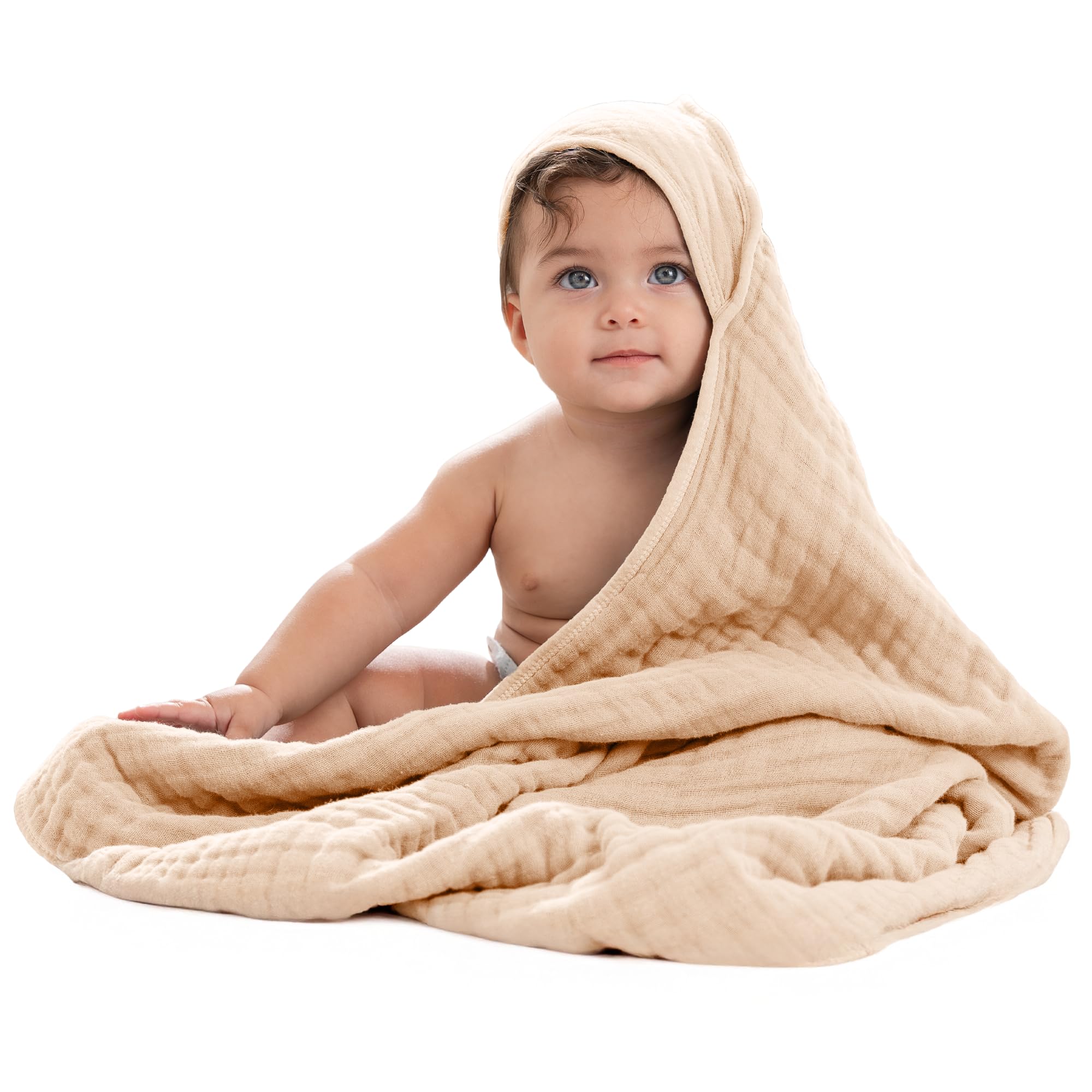 Comfy Cubs hooded towel with 6-layer design for durable bath time drying.