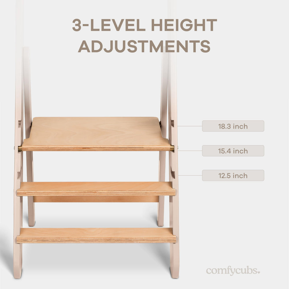 Comfy Cubs independence-building stool boosts confidence in daily tasks.