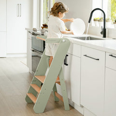 Comfy Cubs step stool level 1 in sage helps kids reach the sink safely