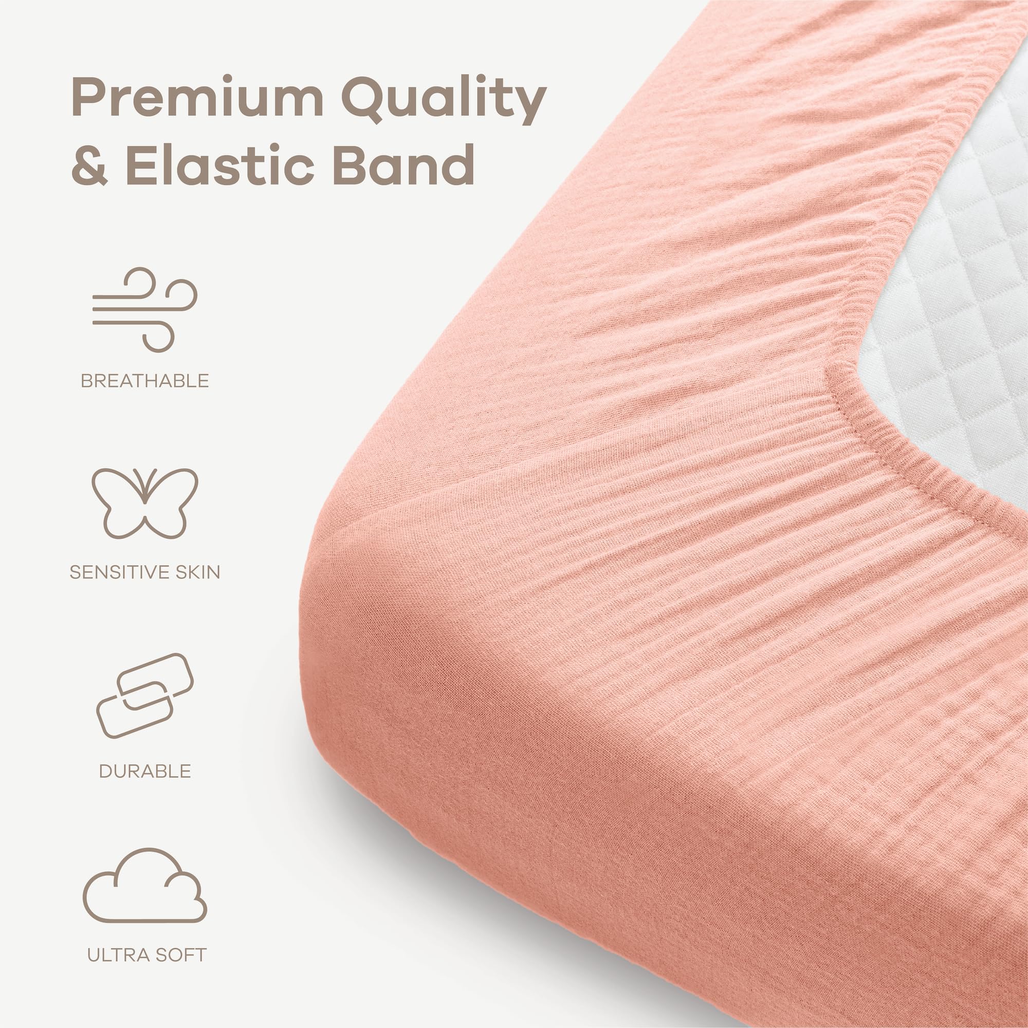 Comfy Cubs Lace Pink crib sheet with elastic edge demonstrates secure fit.
