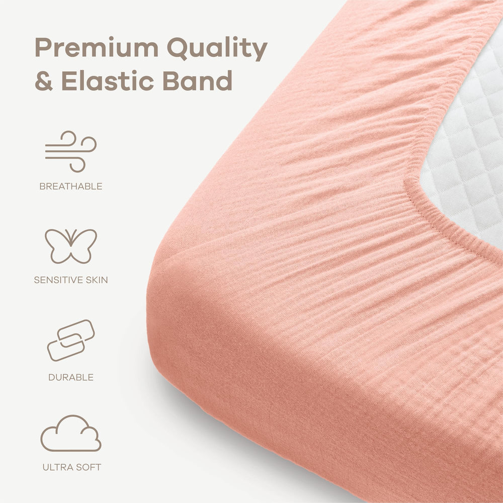 Comfy Cubs Lace Pink crib sheet with elastic edge demonstrates secure fit.