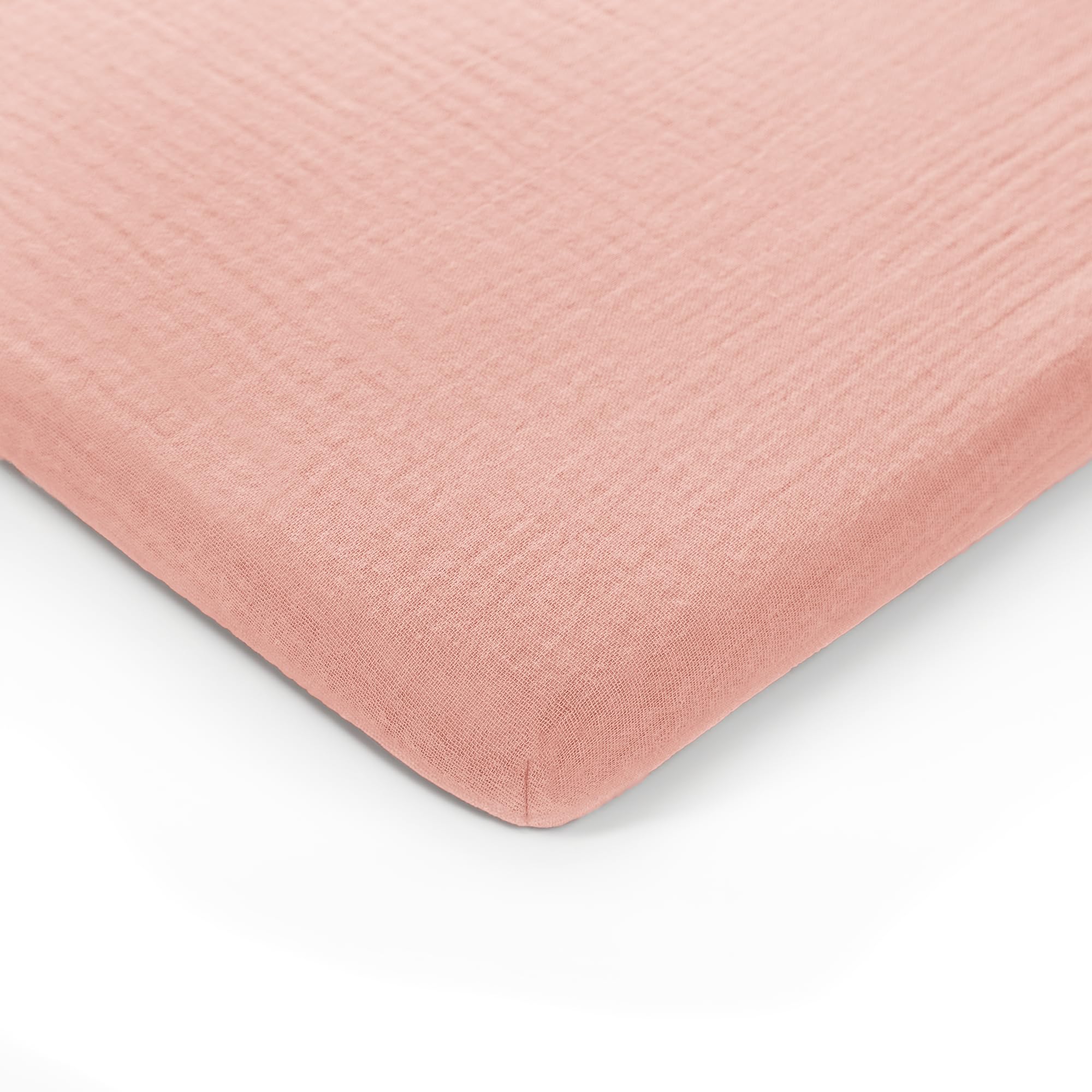 Comfy Cubs muslin bassinet sheet lace pink packaging—gift-ready presentation.