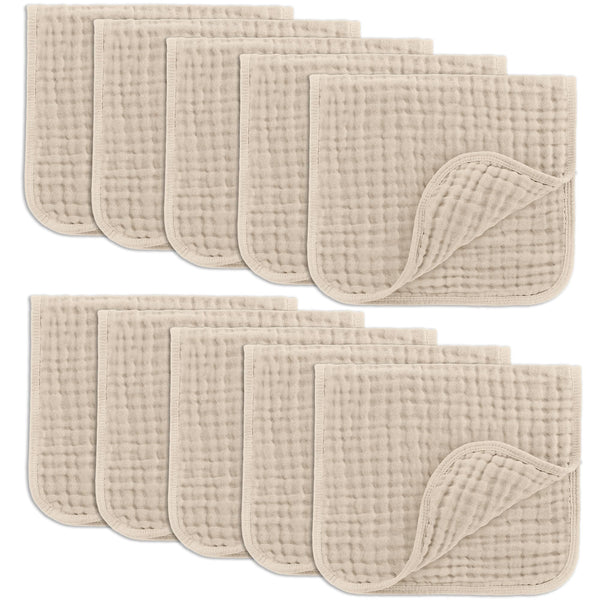 Comfy Cubs muslin burp cloth with full coverage for shoulder protection and mess control.