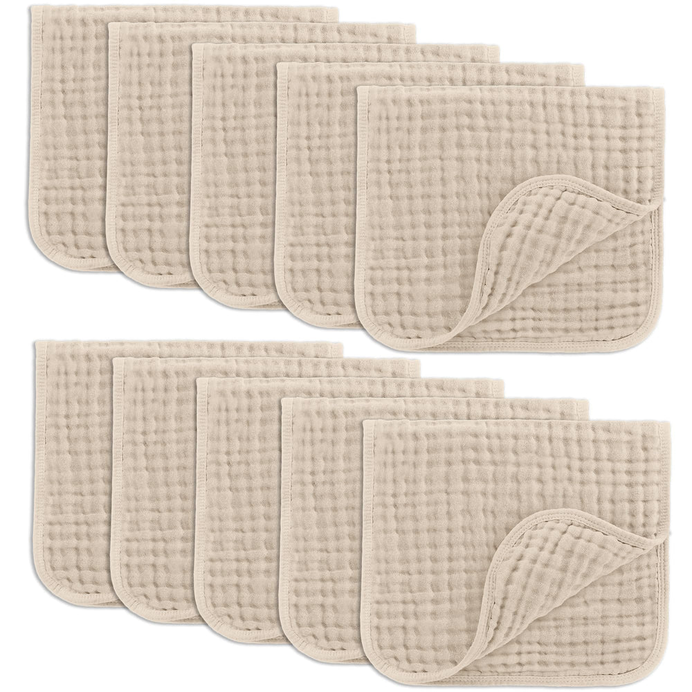 Comfy Cubs muslin burp cloth with full coverage for shoulder protection and mess control.