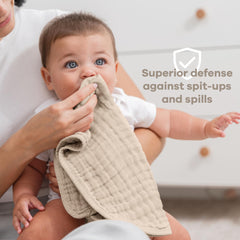 Comfy Cubs muslin burp cloth soft breathable cotton ideal for sensitive skin.