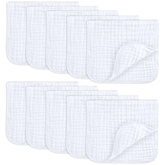 Comfy Cubs muslin burp cloths with a 6-layer absorbent design for drool protection.
