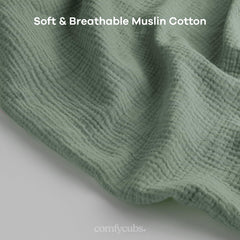 Comfy Cubs Muslin Cover folded compactly fits in a diaper bag.