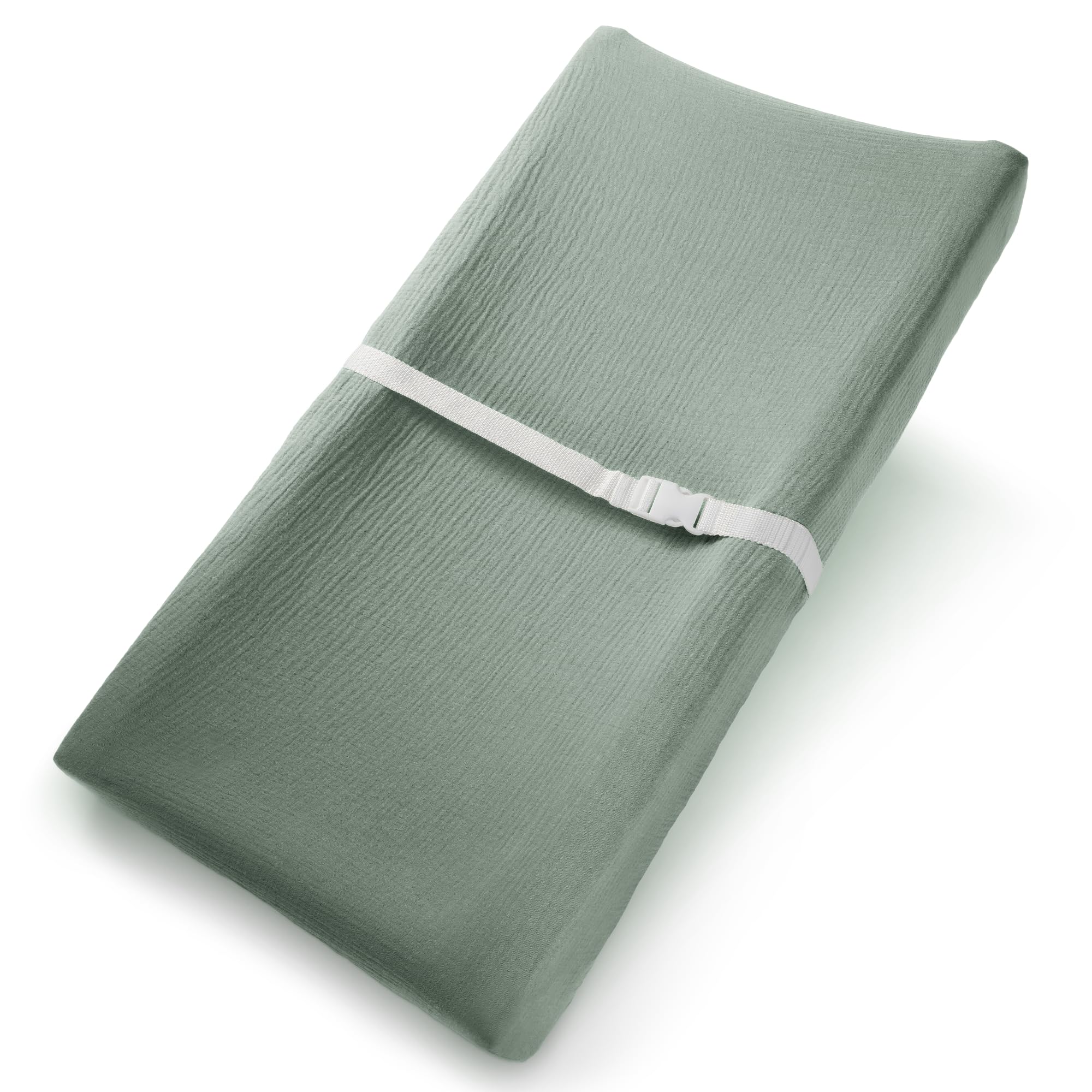 Comfy Cubs muslin changing pad cover close-up shows soft texture for baby comfort.