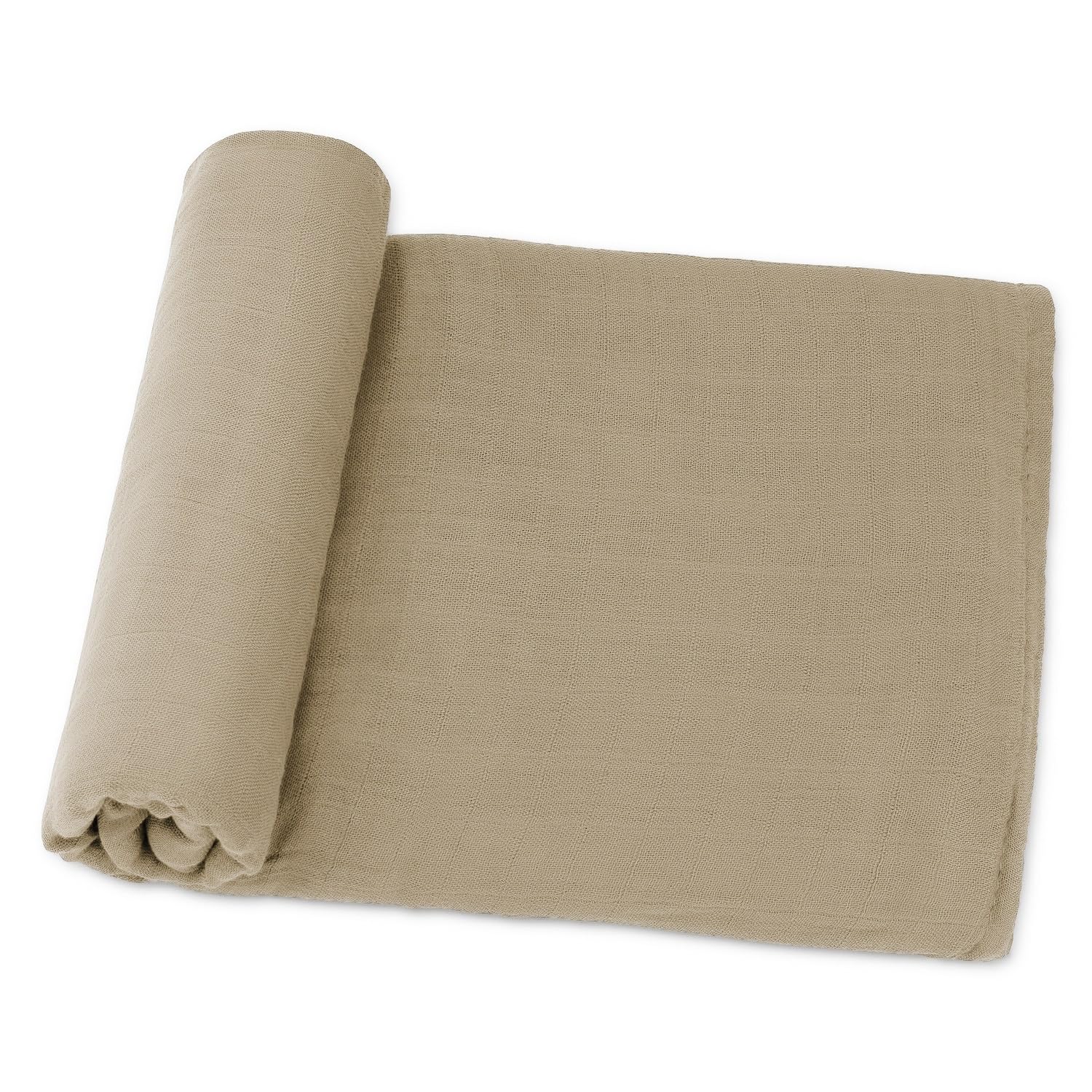 Comfy Cubs muslin swaddle blanket in Cedar with soft texture for delicate skin.