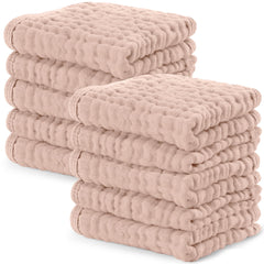 Comfy Cubs muslin washcloths with soft fabric for gentle baby cleansing.