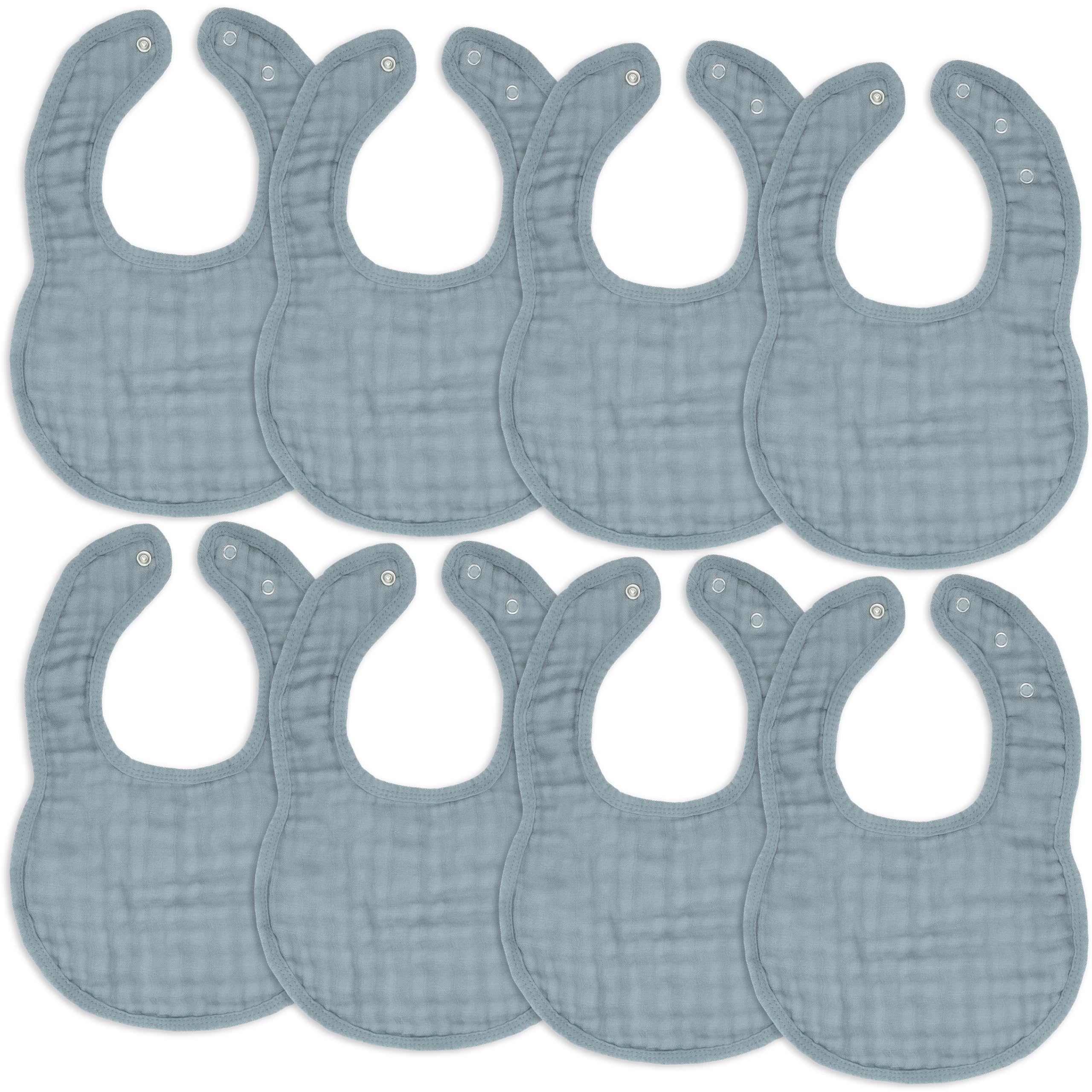 Comfy Cubs pacific blue muslin bibs absorb drool and spills.
