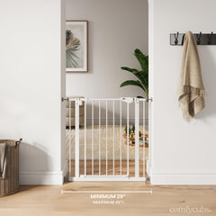 Comfy Cubs Q195 steel gate secures stairways with durability.