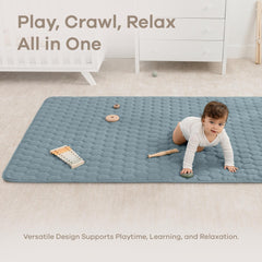 Durable polyester fabric on Comfy Cubs mat is easy to spot clean after meals or crafts