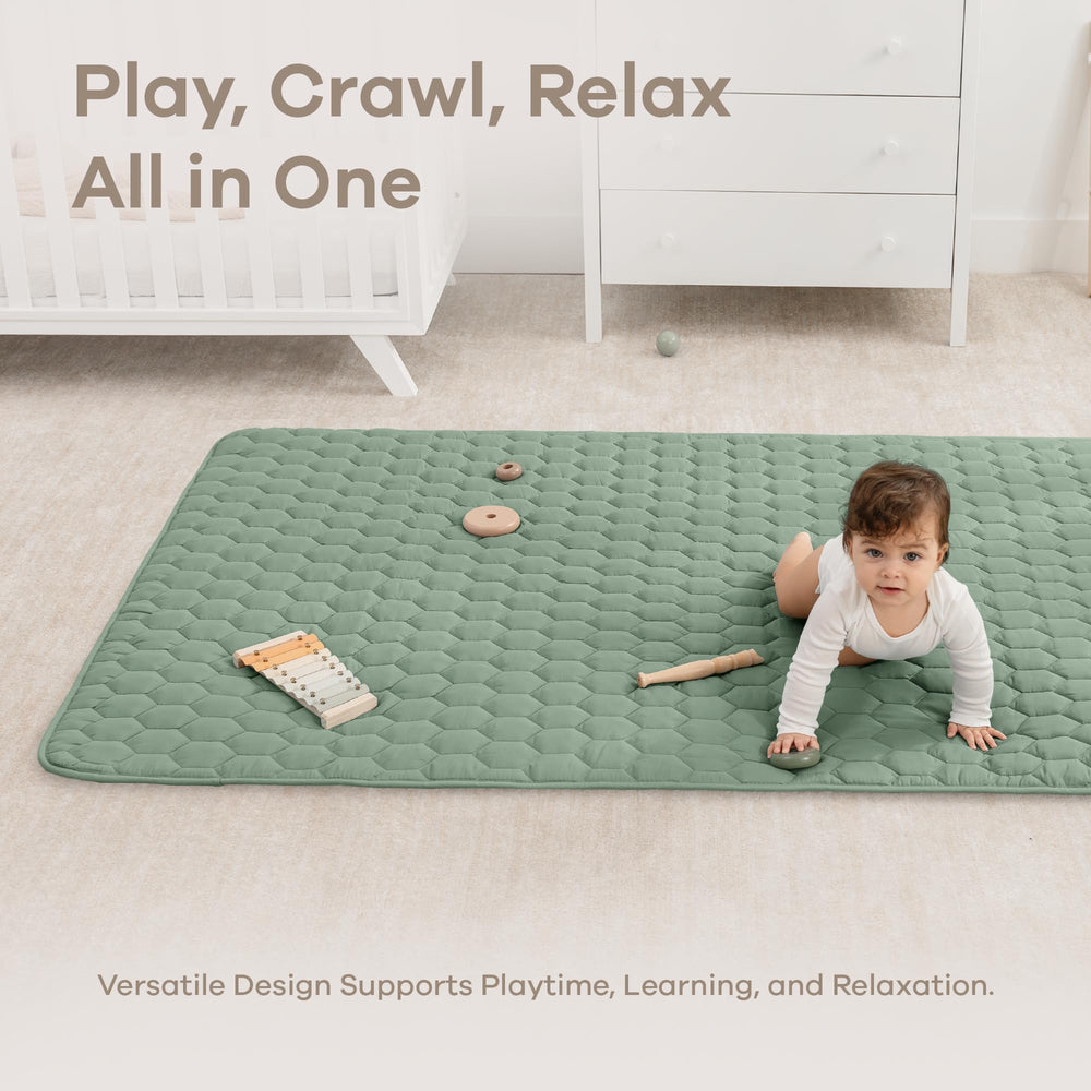 Comfy Cubs rectangle play mat in nursery setting, inviting space for playtime.