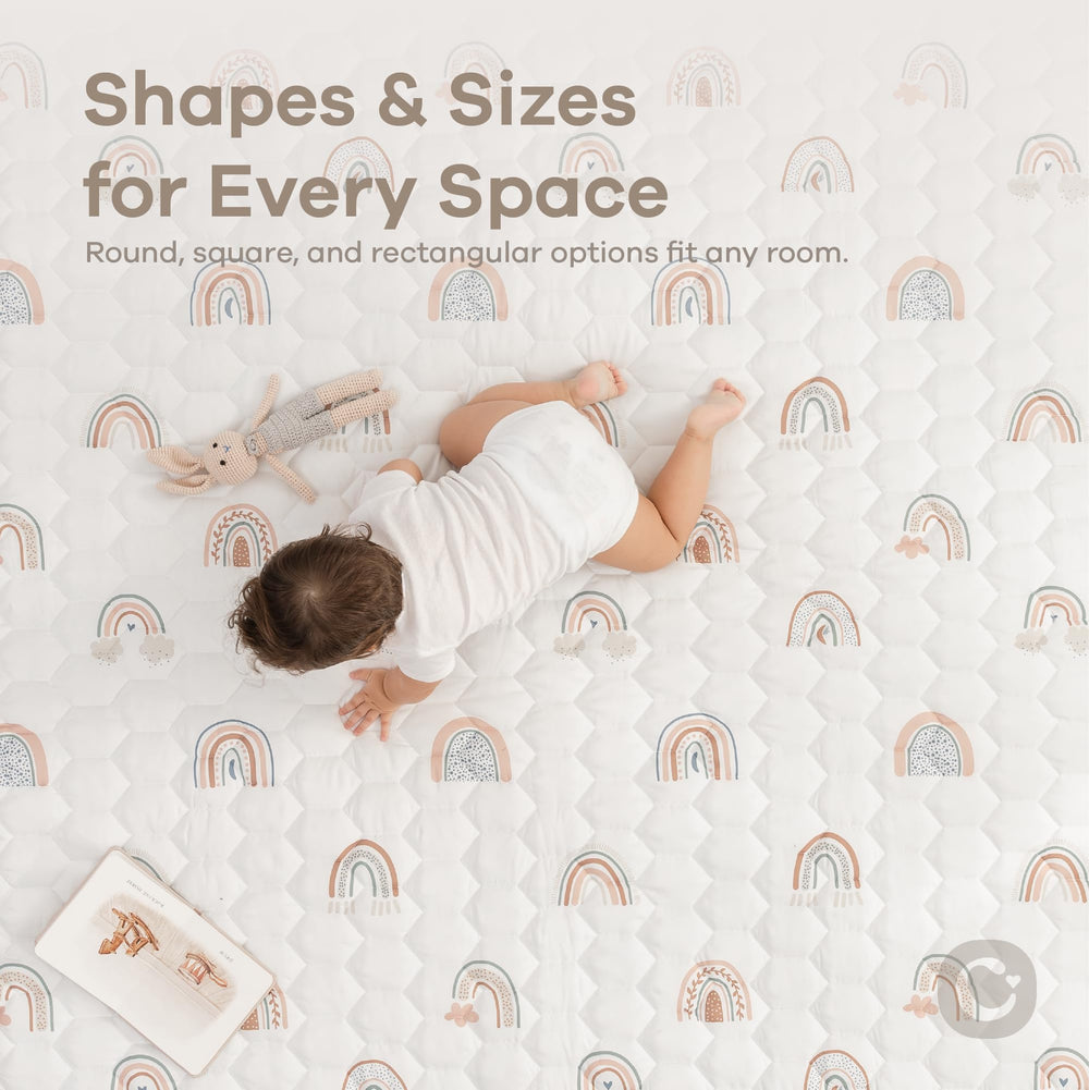 Comfy Cubs rainbow design rectangle play mat for imaginative play