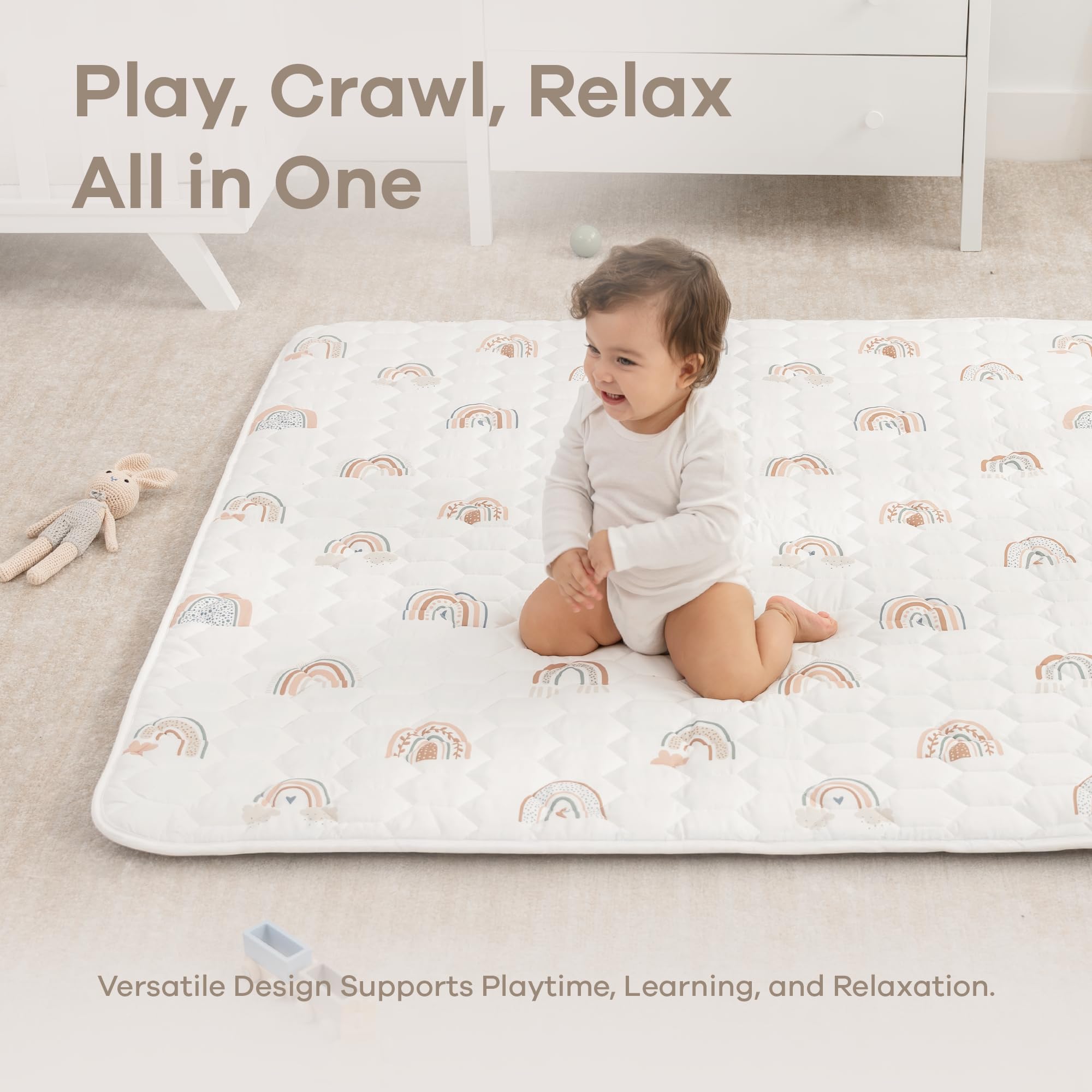 Comfy Cubs rectangle play mat toddler playing on durable surface