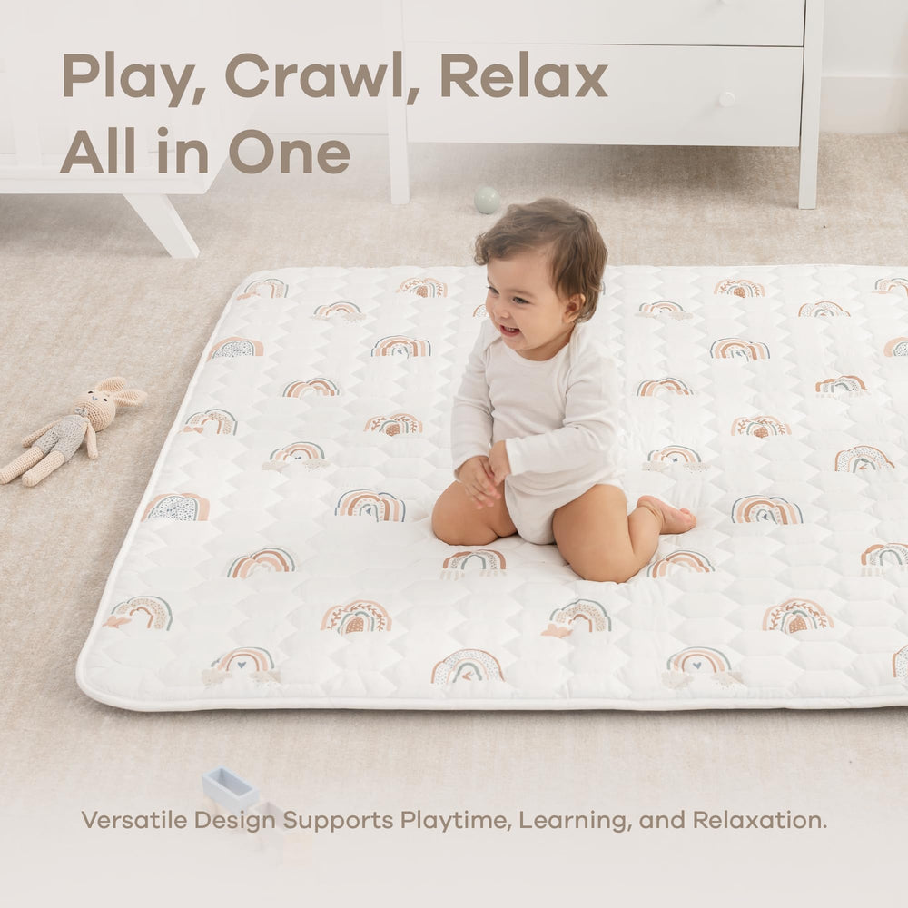 Comfy Cubs rectangle play mat toddler playing on durable surface