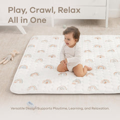 Comfy Cubs rectangle play mat toddler playing on durable surface