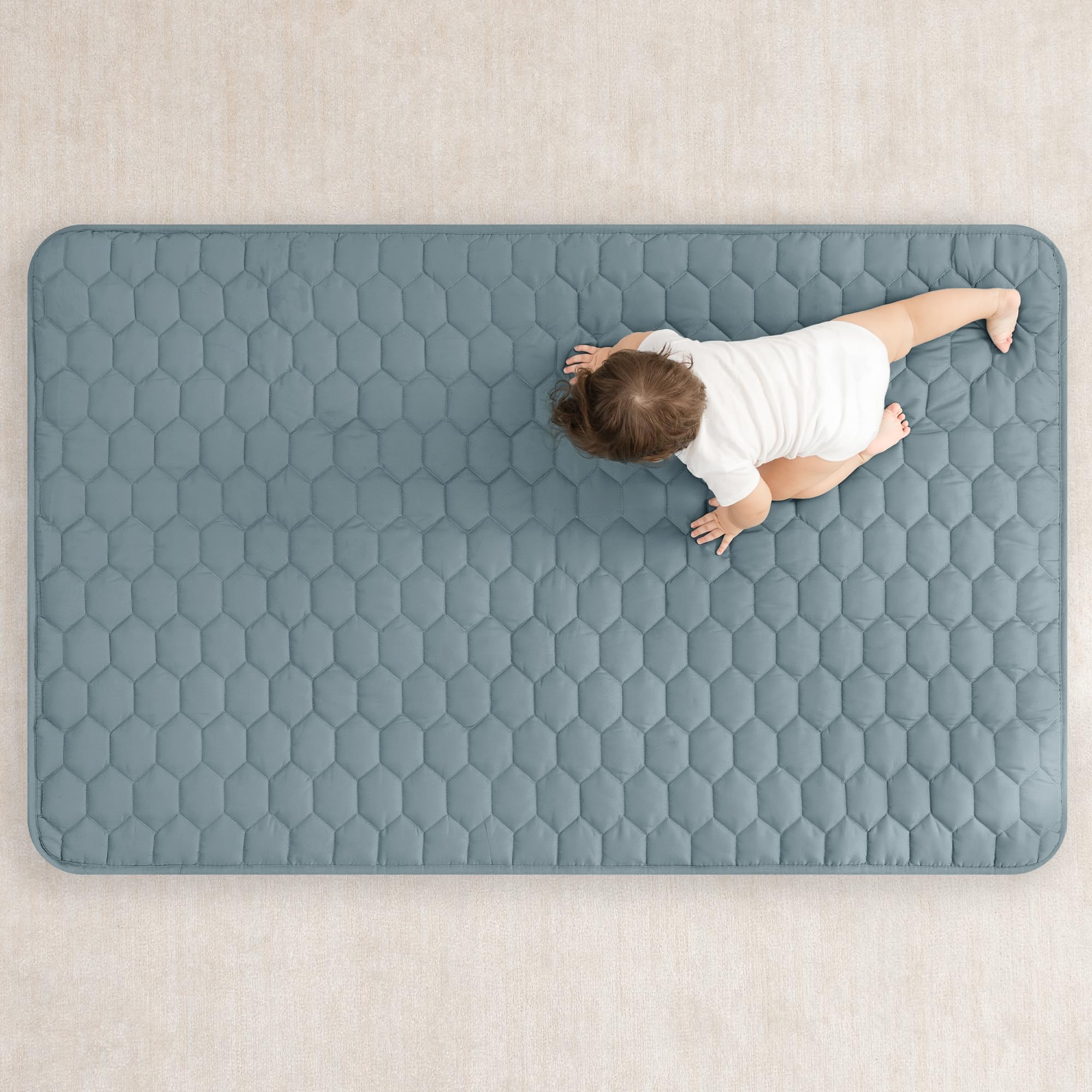 Comfy Cubs Pacific Blue non-slip bottom ensures stable tummy time