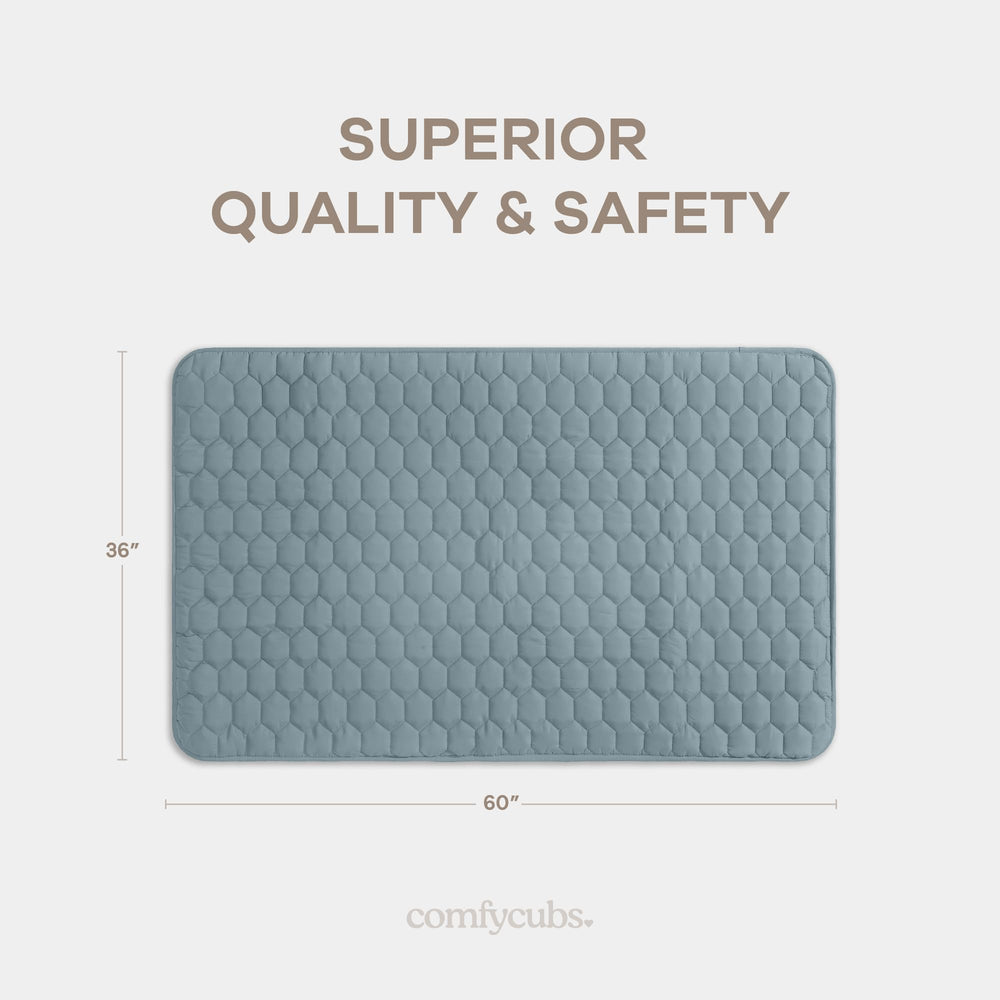 Comfy Cubs Pacific Blue quilted texture highlights extra padding for crawling