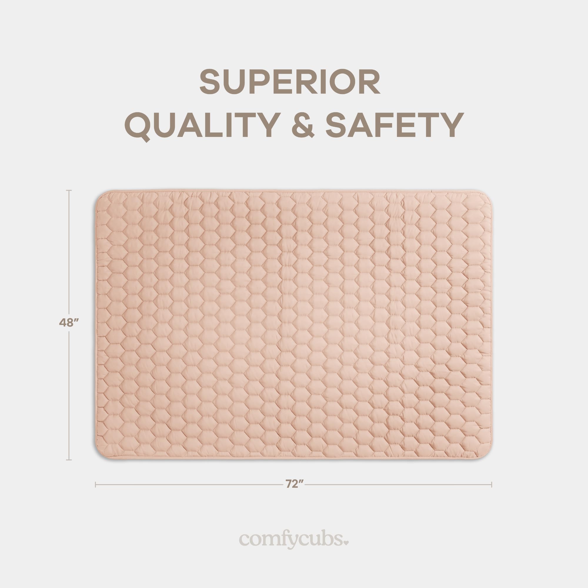 Quilted padding on Comfy Cubs mat adds extra comfort during playtime.