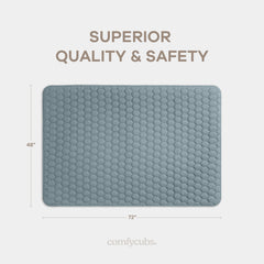 Quilted top on Comfy Cubs mat provides extra padding for comfortable rolls and crawls