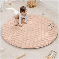 Comfy Cubs round play mat 48-inch soft plush surface for cozy crawling.