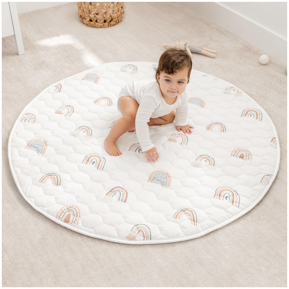 Comfy Cubs round play mat top view with soft surface for playtime