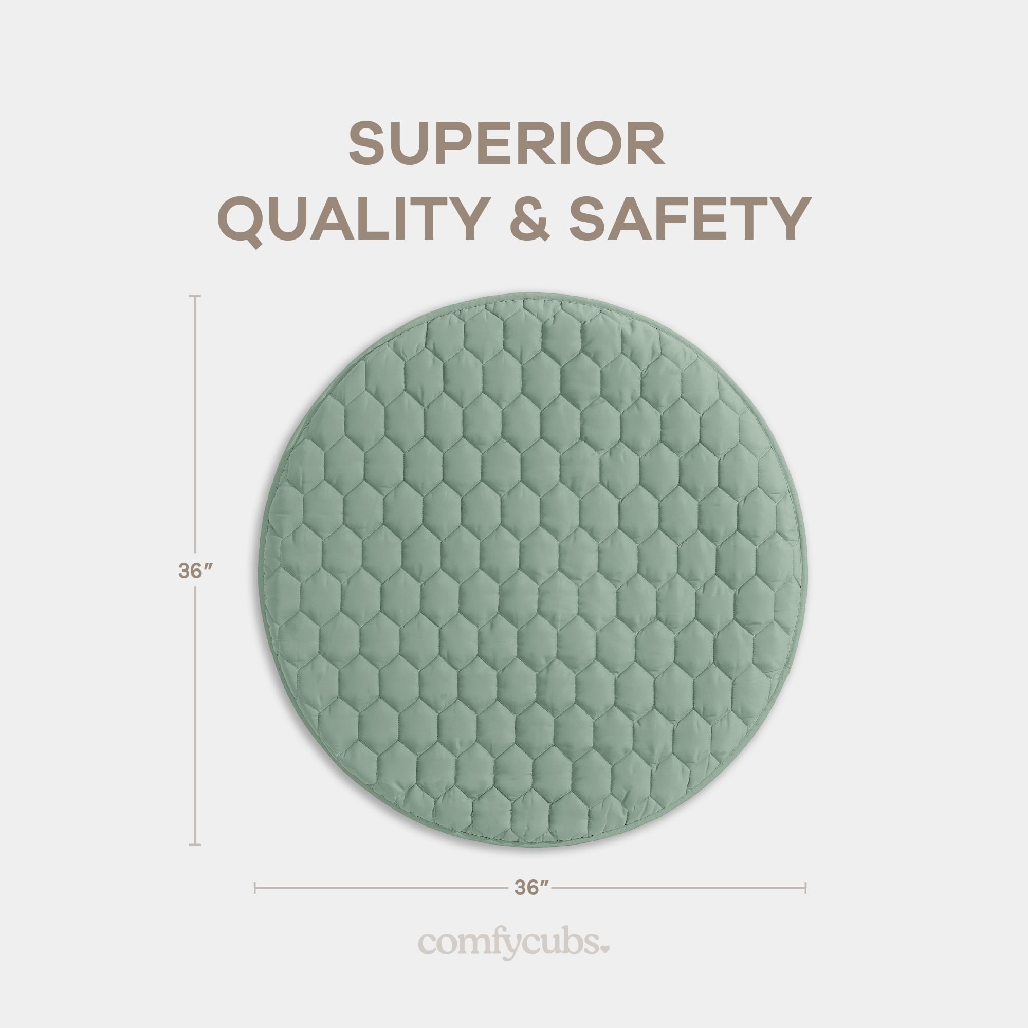 Comfy Cubs Fern round mat with non-slip bottom stays put during play