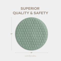 Comfy Cubs Fern round mat with non-slip bottom stays put during play