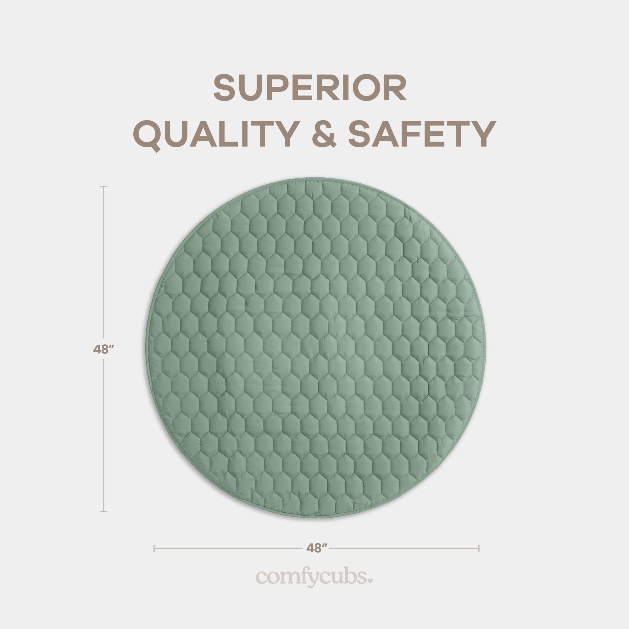 Comfy Cubs Fern round play mat close-up, soft plush texture for safe play