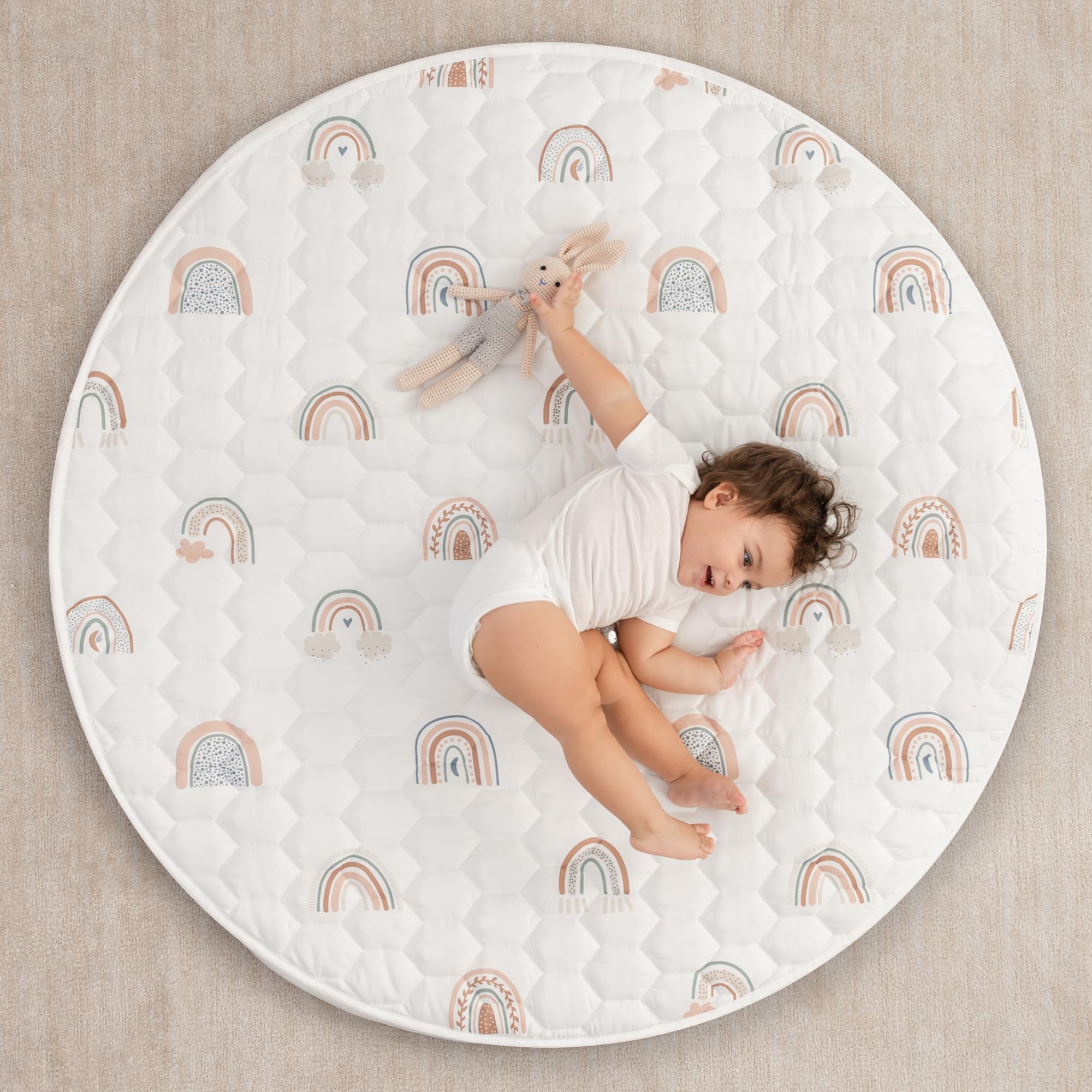 Comfy Cubs round play mat non-slip bottom for stable movement