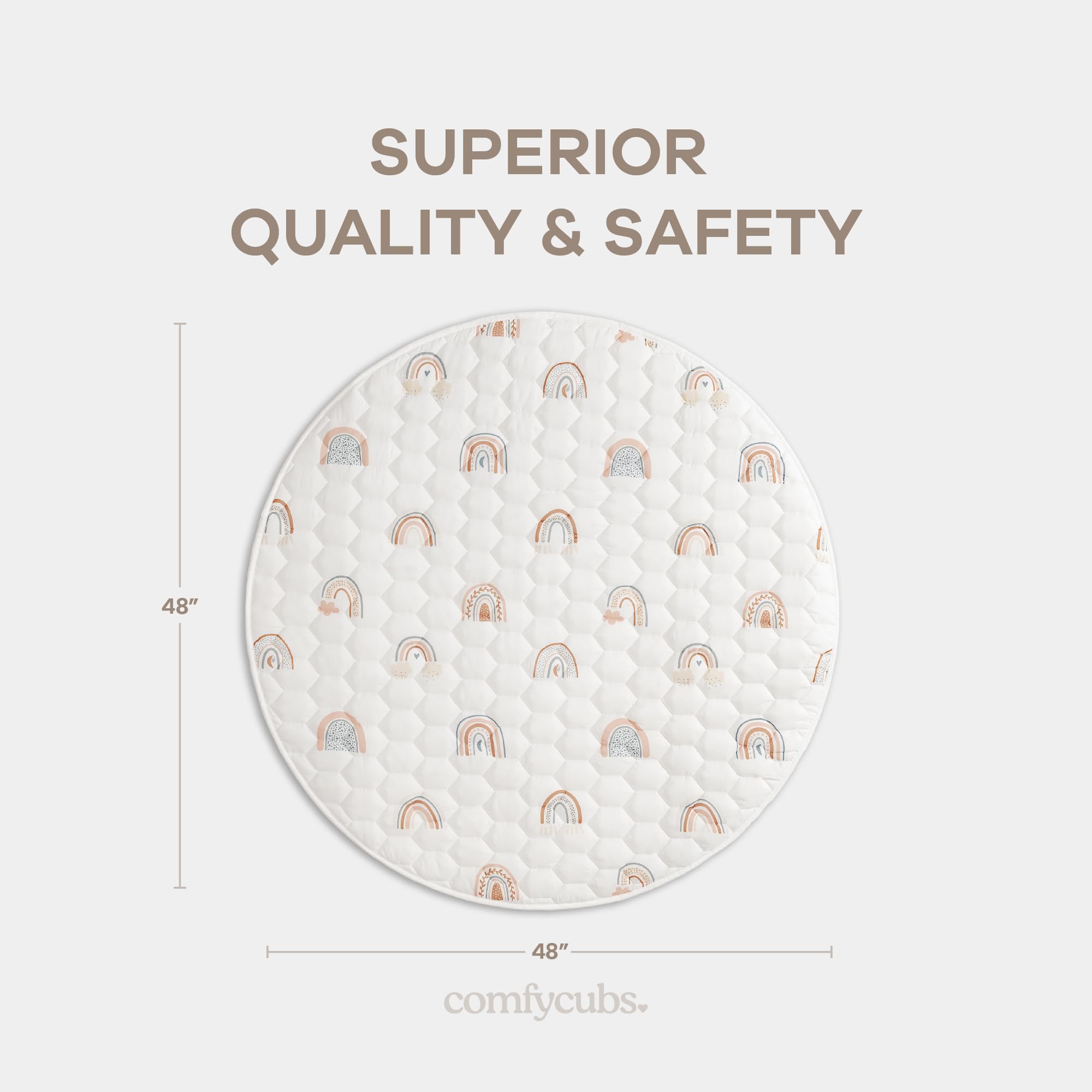 Comfy Cubs round play mat quilted edges close-up highlighting padded comfort