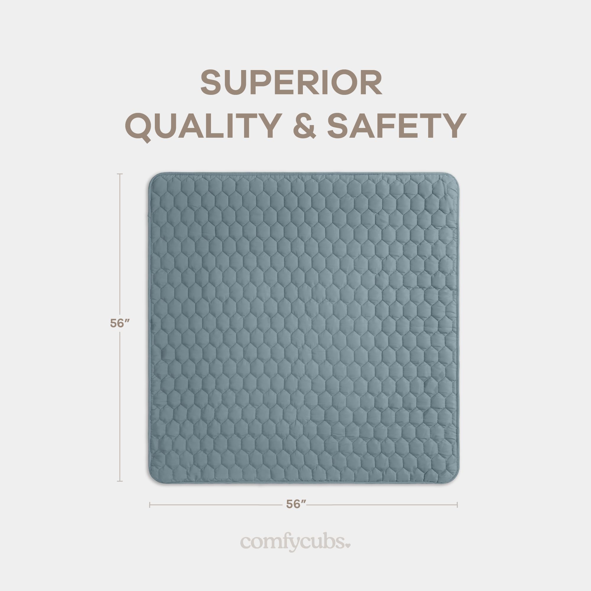 Comfy Cubs play mat with non-slip bottom for safer toddler exploration.