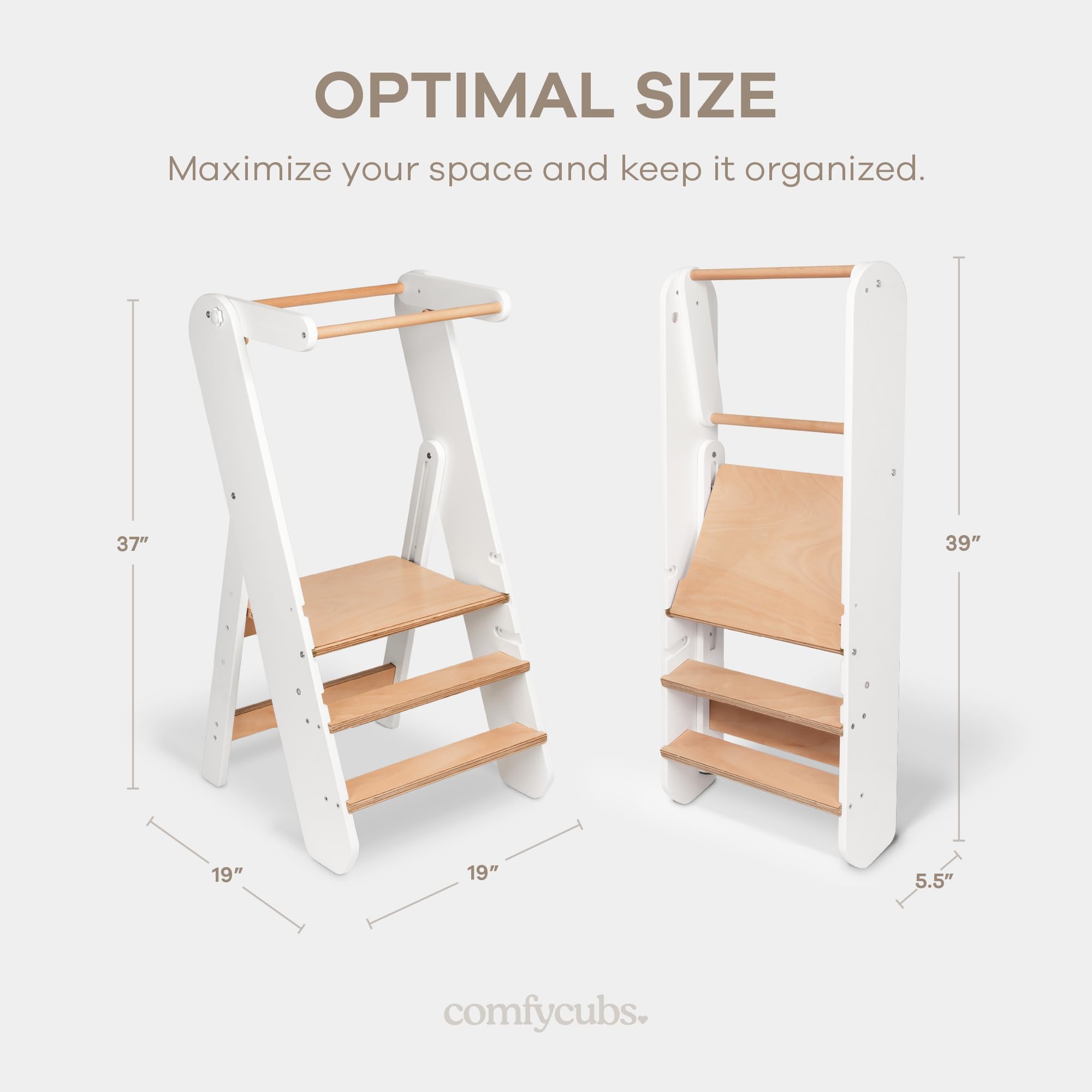 Comfy Cubs step stool aiding hand washing and daily hygiene tasks.