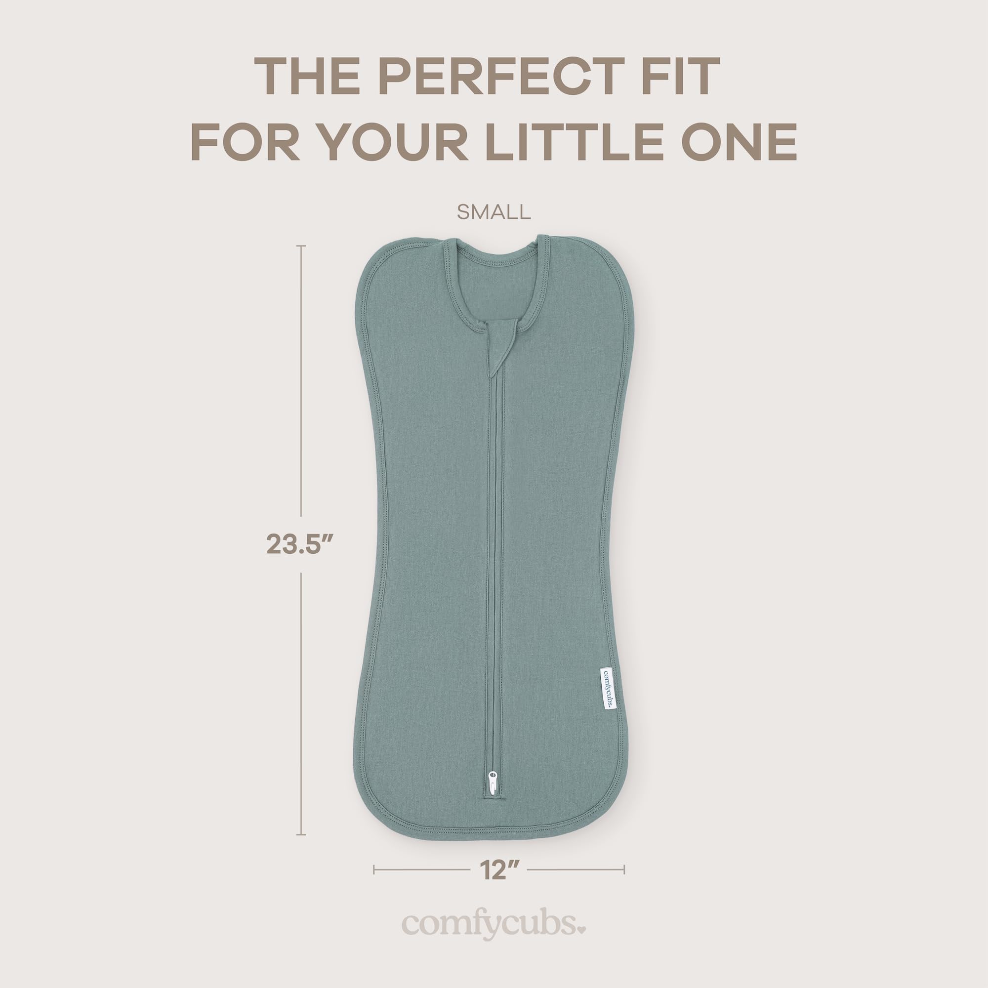 Comfy Cubs Swaddle shows 26-inch mid-width for newborn comfort