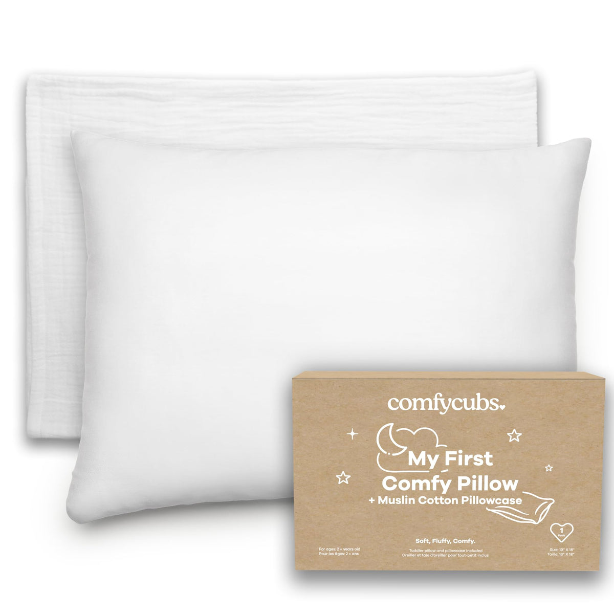 Comfy Cubs toddler pillow 13x18 provides travel-friendly neck support for kids