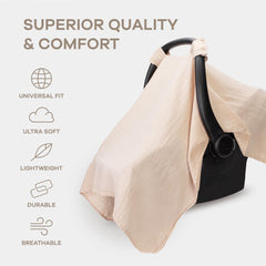 Comfy Cubs universal fit car seat cover demonstrated with secure snap closure.