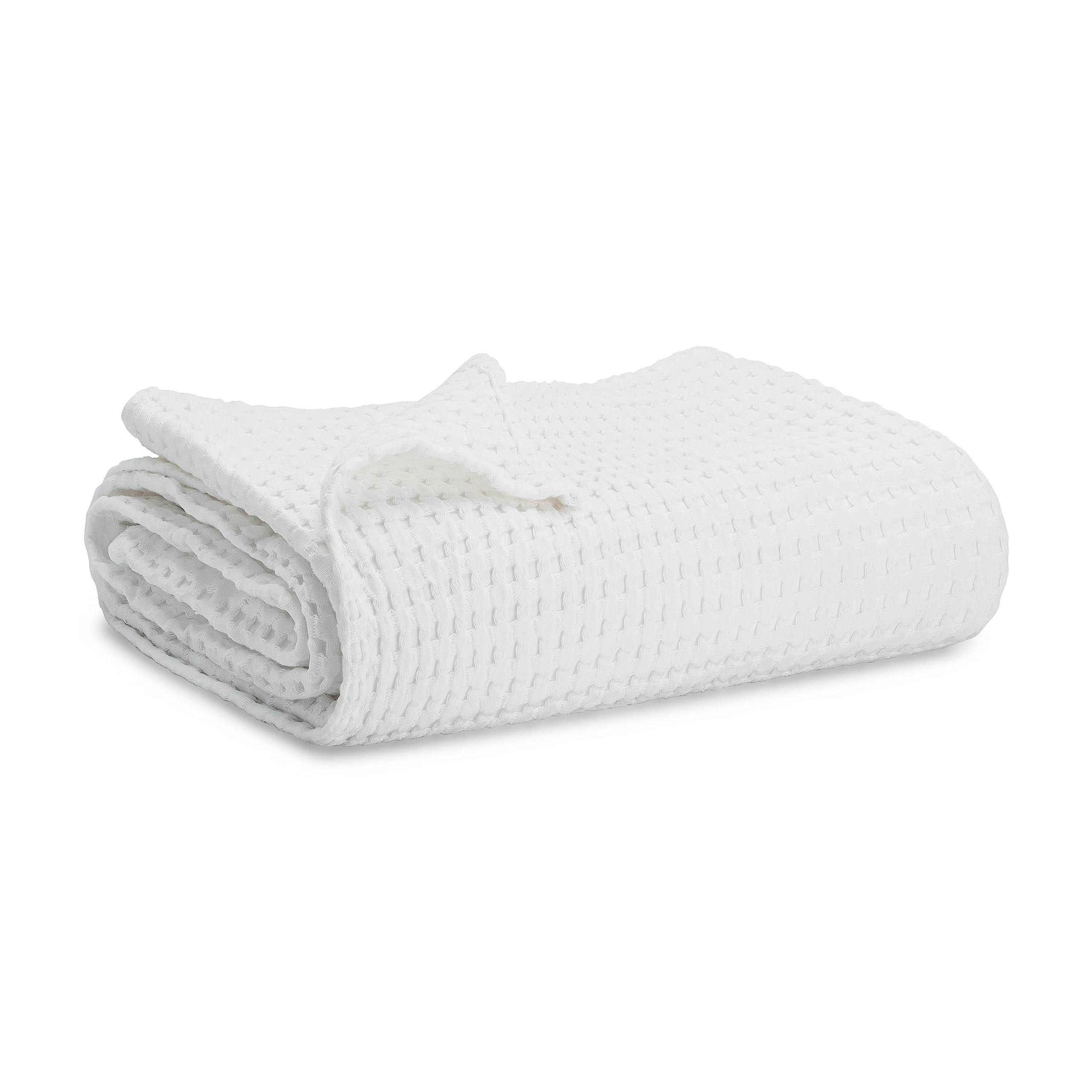 Comfy Cubs waffle weave blanket shows soft texture for cozy warmth all year.