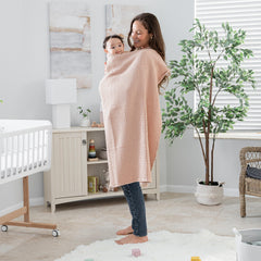 Comfy Cubs waffle blanket as stroller cover for on-the-go warmth