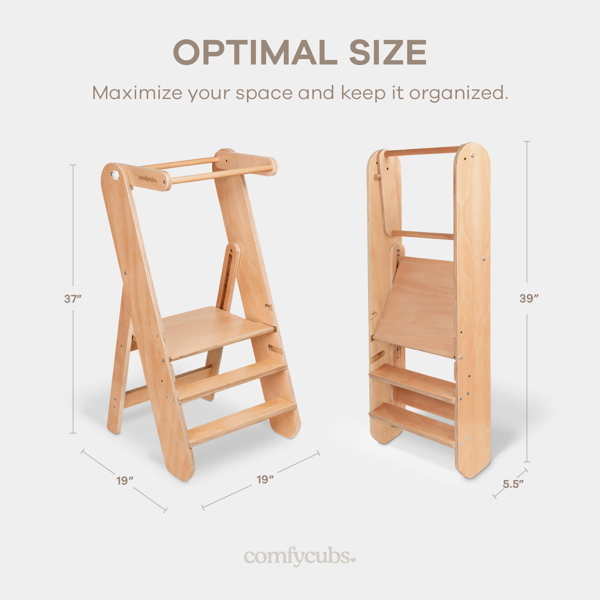 Comfy Cubs stool supports up to 90 pounds for growing children.