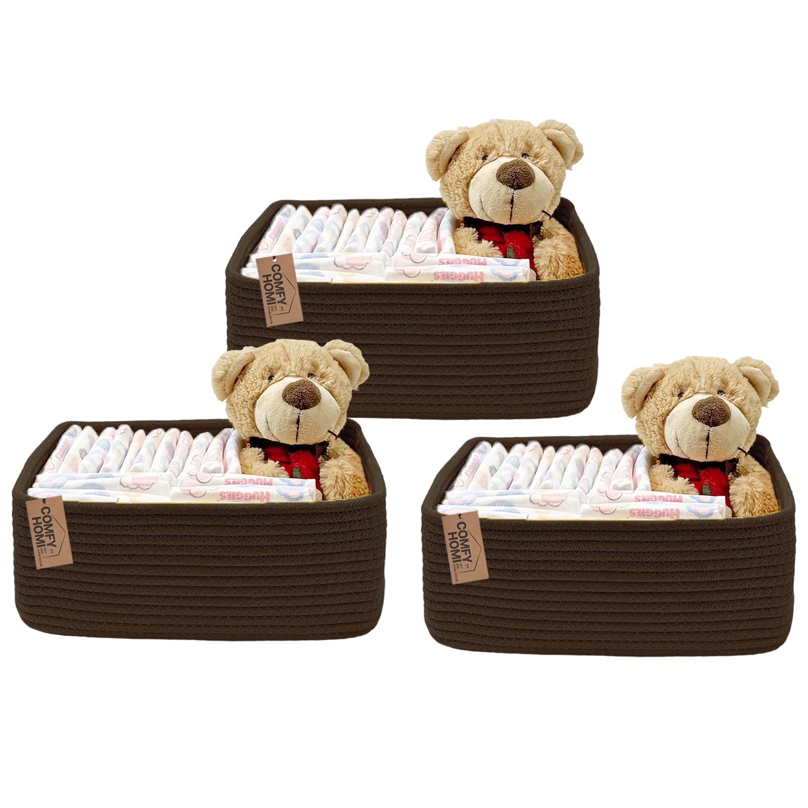 COMFY-HOMI 3-pack baskets on shelf keeping toys organized and accessible